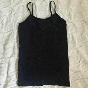 Y2K Black sparkly silver tank top